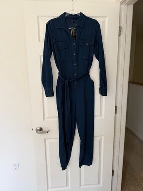 Banana Republic Navy Utility Jumpsuit with Tie Belt